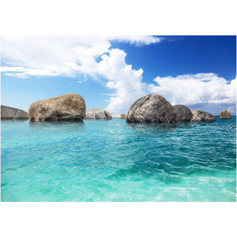 Photo murale intissée rocher et mer turquoise, 360x270 cm, 4 parties (1/3)