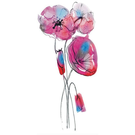 Water-colours poppy paper photo mural, 90x202 cm, 1 part (1/2)