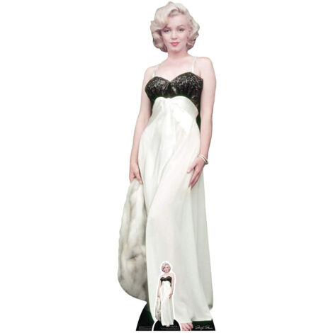 Figurine en carton Marilyn Monroe - robe blanche et de la fourrure 169 cm (1/5)