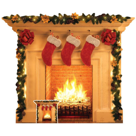 Figurine en carton Cheminée et décoration de Noël -Haut 101 cm (1/5)