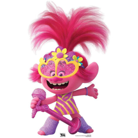 Figurine en carton Les Trolls 2 - Poppy en robe country avec son Microphone Hauteur 95 cm (1/5)
