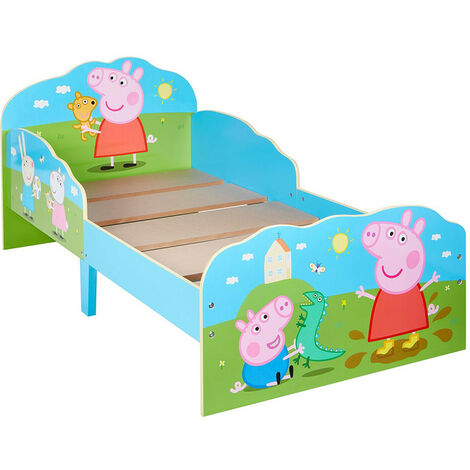 Lit enfant Peppa Pig Famille avec tiroirs de rangement + Matelas