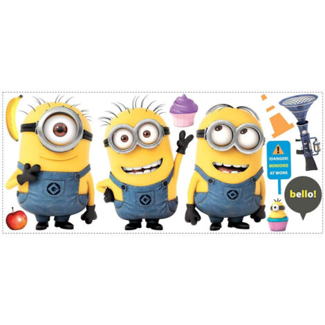 3 stickers Geants repositionnables Les Minions H 46 cm (1/3)