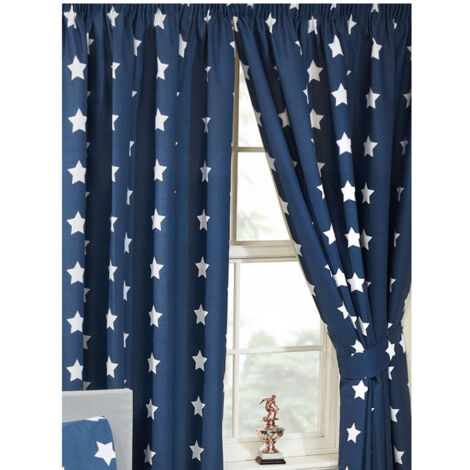 Rideaux étoiles bleus 183 cm – Lot de 2 rideaux doublés – Polycoton facile d'entretien – Décoration chambre enfant – Argofield (1/3)