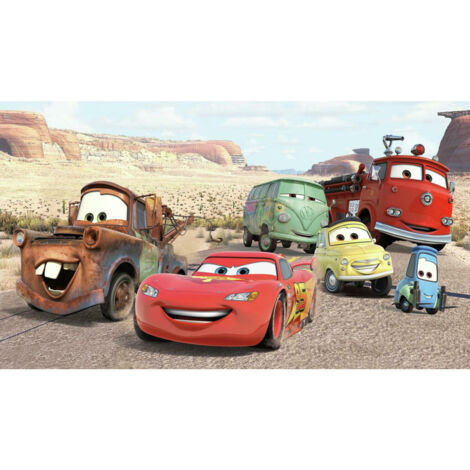 Papier peint panoramique encollé Cars Flash McQueen et ses amis dans le désert - Disney- 320 cm x 182,88 cm (1/3)