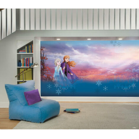 Papier peint panoramique auto-adhésif La Reine des Neiges Anna et Elsa - 320 cmx 183 cm (1/3)