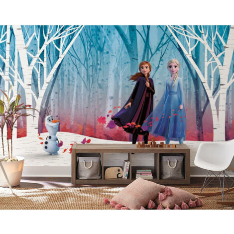 Papier peint panoramique auto-adhésif La Reine des neiges dans la foret glacée - 3.2 m x 1.83 m (1/4)