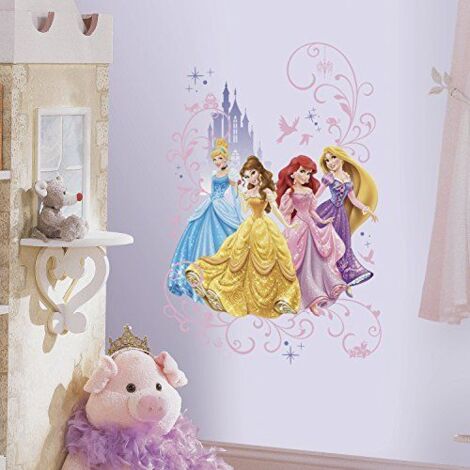 Stickers repositionnable Disney Princesses Cendrillon, Belle, Ariel et Raiponce -60x91 cm (1/2)