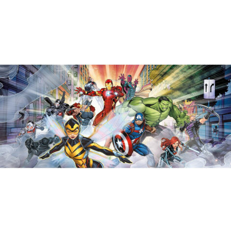 Poster géant - intissé Disney Marvel Avengers au combat- 202 cm x 90 cm (1/3)