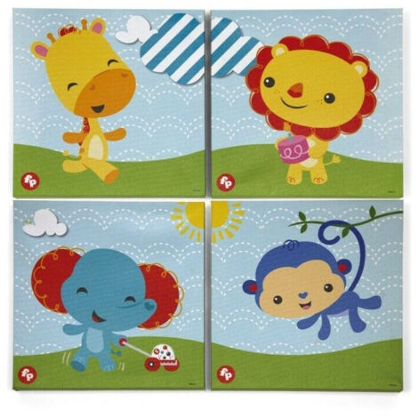 Ensemble de 4 cadres en toile animaux (1/4)