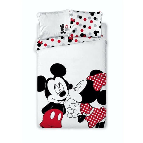 Parure de lit simple - Mickey et Minnie - 140 cm x 200 cm