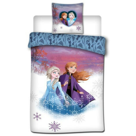 Parure de lit simple - La reine des neiges - Anna et Elsa dans la neige -  140 cm