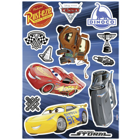 Stickers Fênêtre Disney Cars 3 Flash Mc Queen, Jackson Storm, Cruz Ramirez et Hook 31x31cm (1/3)