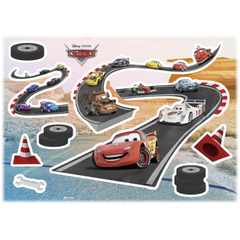 Stickers Muraux Disney Cars Piste de Voitures 50x70cm (1/2)