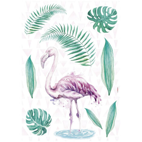 -Flamingo- Sticker Décoration murale Flamant Rose - 50x70cm (1/3)