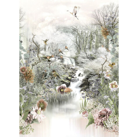 Fable Photo Murale oiseaux et nature - 184 x 254 cm -4 panneaux