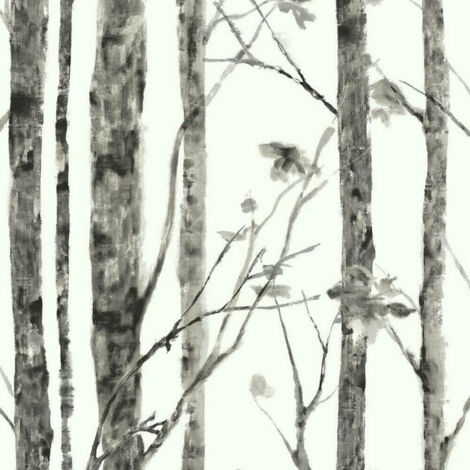 Papier Peint auto-adhésif - Arbres Noir et Blanc (1/5)