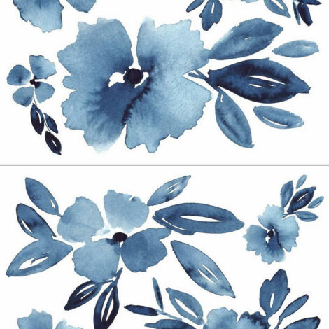 Stickers muraux géant fleurs bleues (1/5)