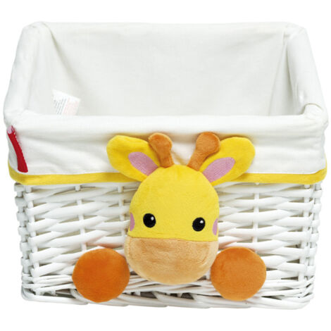 Panier en osier avec doublure textile et peluche appliquée 30x25x20cm de MATTEL-Fisher-Price (1/3)