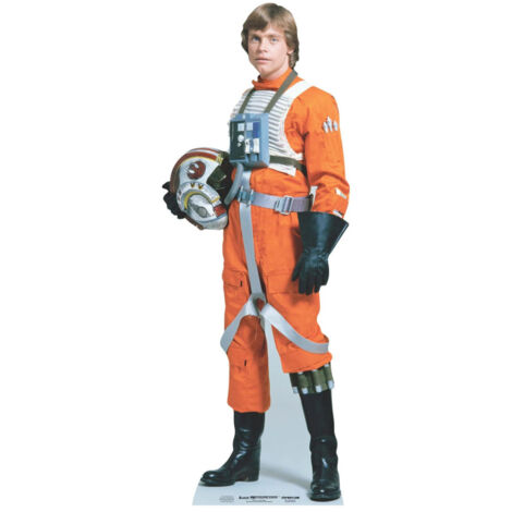 Figurine en carton Luke Skywalker tenue orange et casque de pilote - Haut 184 cm (1/4)