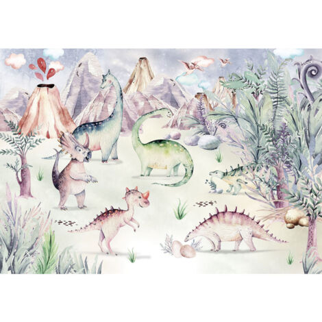 Poster XXL dinosaure et volcan l400 x h280 cm