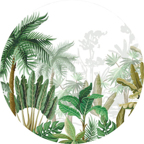 Papier peint intissé auto-adhésif rond Thème Les tropiques - 70 x 70 cm (1/5)