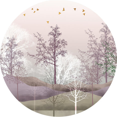 Papier peint intissé auto-adhésif rond  Thème Mystical Forest - 140 x 140 cm (1/5)