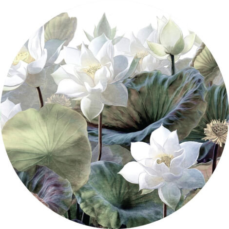 Papier peint intissé auto-adhésif rond  Thème Embossed Flowers - 140 x 140 cm (1/5)