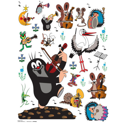 Sticker Petite taupe joue du violon - 1 planche 65 x 85 cm (1/5)