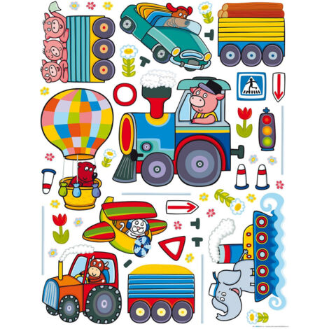 Sticker Train, tracteurs et autre engis - 1 planche 65 x 85 cm (1/5)