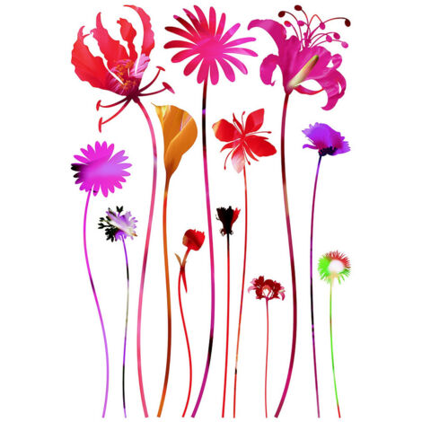 Sticker Fleurs multicolores - 1 planche 42,5 x 65 cm (1/5)