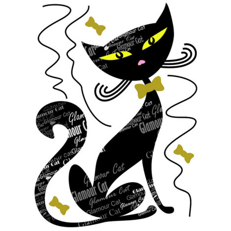 Sticker Chat noir et motifs - 1 planche 42,5 x 65 cm (1/5)