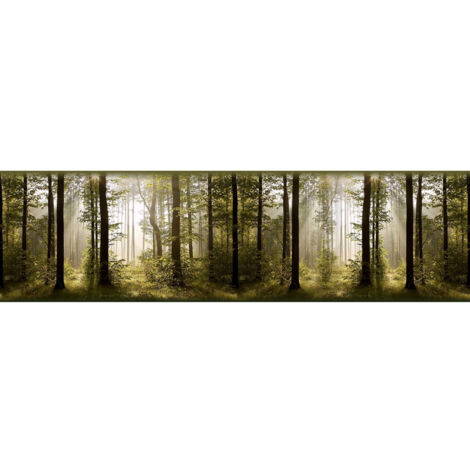 Frise murale auto-collante forêt 14cm x 500cm – Motif arbres multicolore – Application facile sans colle – Pour chambres d'enfants – Ag Art