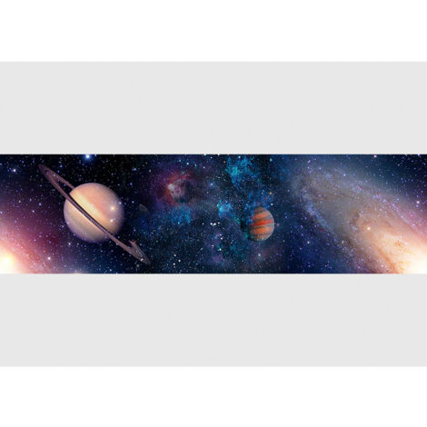 Frise murale auto-collante Espace planètes 14cm x 500cm – Impression numérique vinyle – Motif multicolore pour chambre enfant – Ag Art
