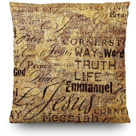 Coussin doré avec écriture - 45 cm x 45 cm (1/5)