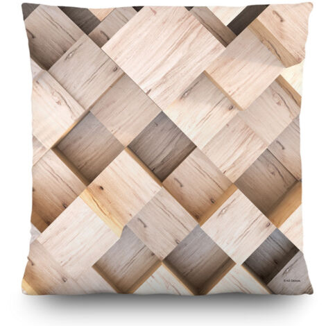 Coussin effet bois - 45 cm x 45 cm (1/3)