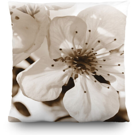 Coussin fleurs beige - 45 cm x 45 cm (1/5)