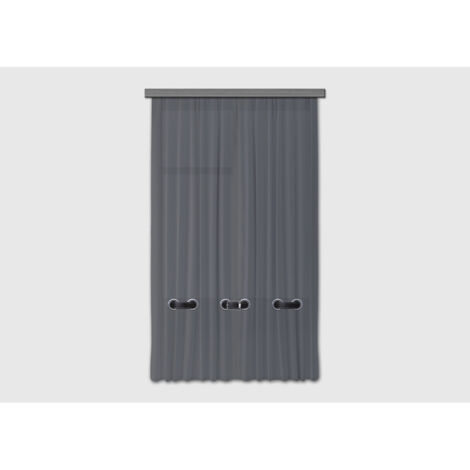 Voilage gris avec effet point de couture - 1 pièce - L 140 cm x H 245 cm (1/5)