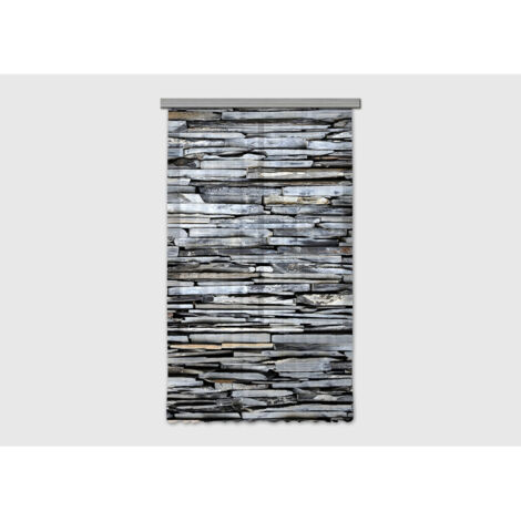 Voilage effet mur de pierre gris - 1 pièce - L 140 cm x H 245 cm (1/5)