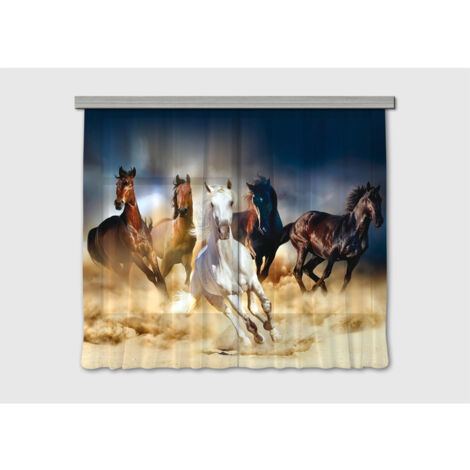 Rideaux chevaux - 2 pièces - L180 cm x H 160cm (1/5)
