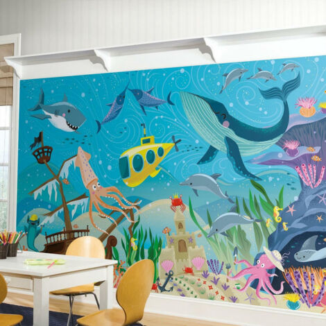 Papier Peint panoramique auto-adhésif Découverte Sous-Marine 320cm x 183cm (1/5)