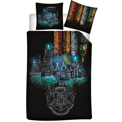 Parure de lit réversible Harry Potter Poudlard - 140 cm x 200 cm