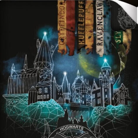 Parure de lit réversible Harry Potter Poudlard - 140 cm x 200 cm