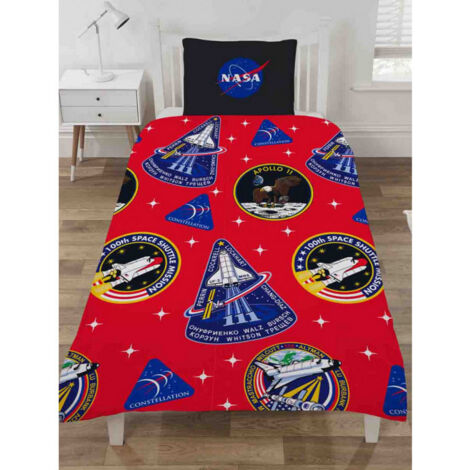 Parure de lit réversible Et Taie D'oreiller Espace Badges de Mission de la NASA - 137 cm x 200 cm (1/3)