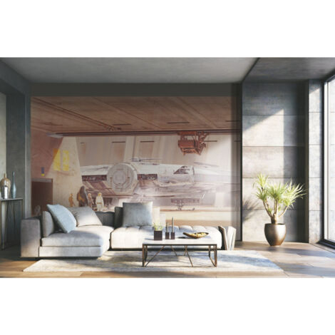 Papier peint panoramique auto-adhésif Star Wars de Ralph McQuarrie's - Baie d'amarrage - Faucon -3,2 m x 1,83 m (1/4)