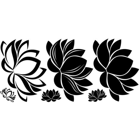 Sticker Mural Géant Fleur de Lotus avec Lignes Noires (1/5)