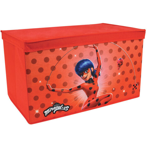 Coffre à jouets Miraculous rouge, en tissus pour enfant