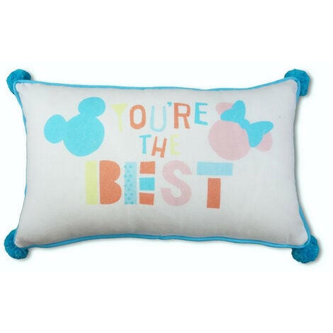 Coussin rectangulaire bleu - Disney Mickey You're the best - 30x50cm