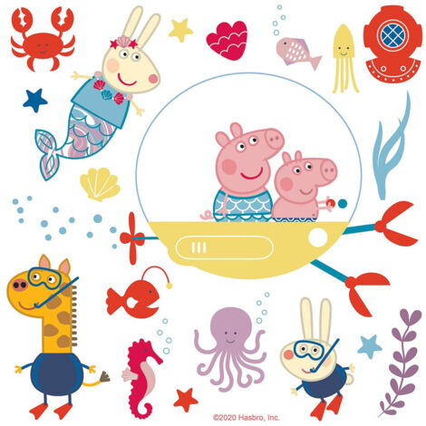 Sticker - Peppa pig et sa famille dans l'eau - 1 planche 65 x 85 cm (1/5)