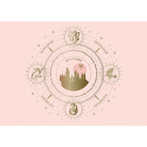 Poster intissé - Harry Potter poudlard et les 4 maisons - rose - 155 x 110 cm (1/3)